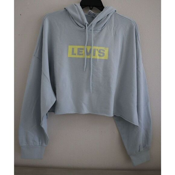 Levi's A08890010 Women's Sz 2XL Blue Graphic Crop Prism Pullover Hoodie $60 - Picture 1 of 5
